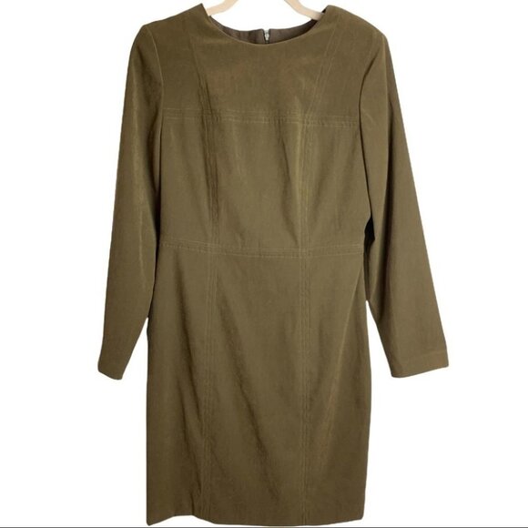 Joseph Ribkoff Vintage Olive  Green Dress Size Vintage 12 Work Wear - Picture 1 of 9